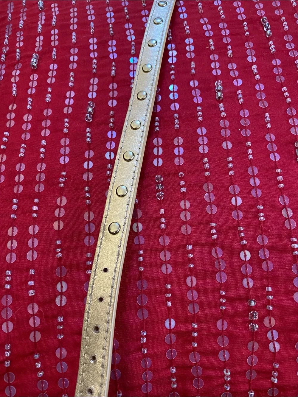 Bond&Co Gold Metallic Leather Crystal Encrusted Pet Collar